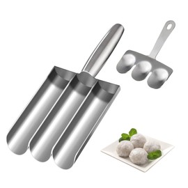 1 Piece Meatball Shaper, Stainless Steel, Meatball Shovel Maker, Kitchen Triple Meatball Maker, Meatball Scoop Maker, Manual Meatball Making Tools (Three Tubes)