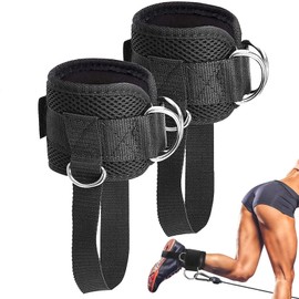 Correas de Tobillo para Máquinas de Cable, Grilletes para Tobillo Gym, Tobilleras Acolchadas Ajustable para Hombres y Mujeres Entrenamiento De Glúteos/Extensión De Pierna(Par)