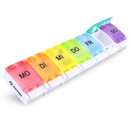 AUVON AUVON Tablettenbox 7 Tage, Pillendose 7 Fächer, Medikamentenbox, frei von BPA mit einem einzigartigen Design und großen Fächern für Vitamin-, Fischöltabletten, Medikamenten oder Zusatzpräparaten