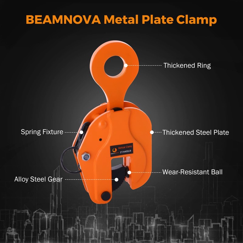 BEAMNOVA 2 Ton 4400 lbs Vertical Plate Lifting Clamp Sheet