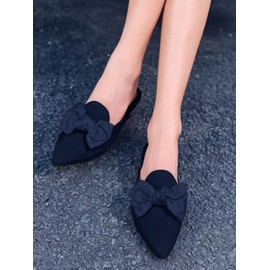 Rilista Mocasines para mujer, cómodos y puntiagudos, para mujer, zapatos planos para mujer, Azul marino, 9.5 US
