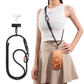 TORRAS Phone Lanyard with Hanging Loops, Adjustable Anti Theft Phone Strap Crossbody for iPhone 17 Pro Max,Skin-Friendly,2 Tabs, Universal Cell Phone Neck Lanyard for Daily & Outdoor Activities, Black