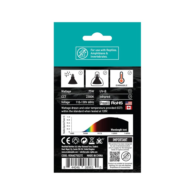 Arcadia Golden Sun Basking Halogen Lamp-75 Watt