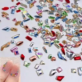 Coehaopike 50pcs Colorful Diamond Deco Parts 3x6mm 5D Nail Parts for Christmas Nail Art Decoration