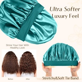 YANIBEST YANIBEST Satin Bonnet Silk Bonnet for Sleeping Double Layer Adjustable Hair Bonnet for Women Men for Curly Natural Hair with Tie Band