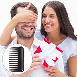 Mini Wide Tooth Comb,Small Travel Purse Hair Detangling Beard Comb for Curly Wavy Hair Portable Care Shower Comb Travel Men Women-Best Styling Comb for All Types (Black, One size)