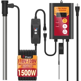 1500W Fully Submersible Water Heater for Pool, Portable Electric Hot Tub & Ground Swimming Pool Immersion Water Heater with Thermostat, GFCI Plug, for Bathtub Baptistery Bucket Stock Tank Camping (OR)