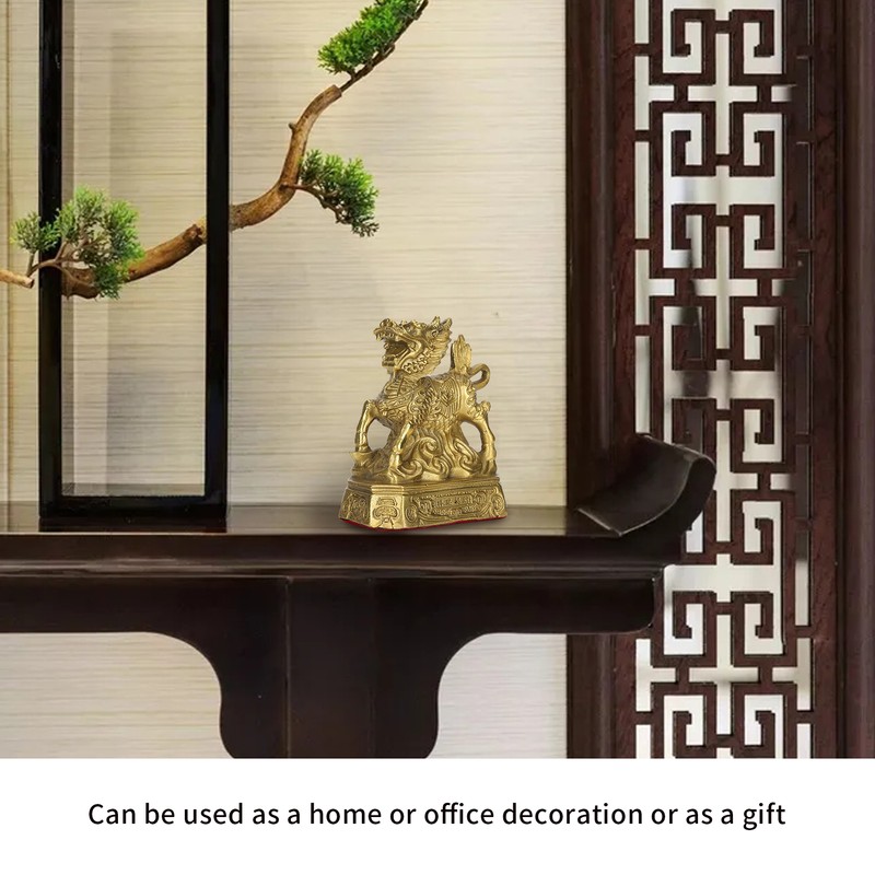 Qilin Ornament Brass Home Desktop Statue Collection Lucky Animals Crafts