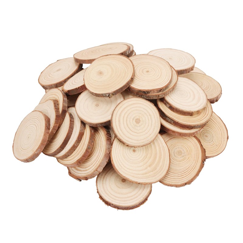 MANCHAP 200 PCS 2-2.4 inches Wood Slices, Unfinished Natural Round