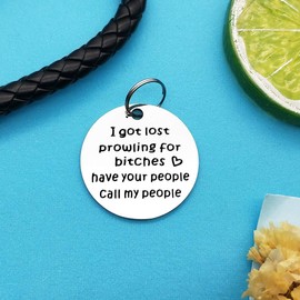 Funny Pet Tag Dog Collar Tag Dog Cat Pet ID Tag Pet Owner Gift I Got Lost Prowling Have Your People Call My People Keychain Puppy ID Tag for Dog Cats Owner