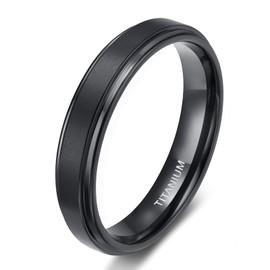 TIGRADE 4mm 6mm 8mm 10mm Black Titanium Rings Wedding Band Matte Comfort Fit for Men Women Size 3-15, Black 4MM, Size 12.5
