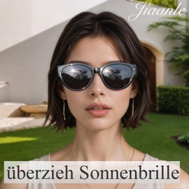 Jiaanle Slip-on sunglasses for normal glasses, women's polarised sunglasses for people who wear glasses (unisex), Black-s