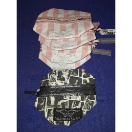 Victoria's Secret Victorias Secret Supermodel Essentials Makeup Bag 7" x 3.5" - Pink & White Stripes