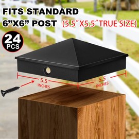 Dunzy Post Caps Aluminum Pyramid Fence Deck Post Caps Cover for Nominal Sleeve with Screws for Outdoor Mailbox Dock Wood(6 x 6,Black,8 Packs)