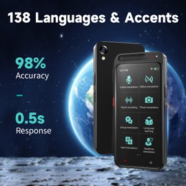 Language Translator Device, 138+ Languages Translation in Real Time for Voice/Text/Photo Portable Smart Voice Translator with 4.1 Inch HD Touch Screen Offline Translation for Business Learning Travel