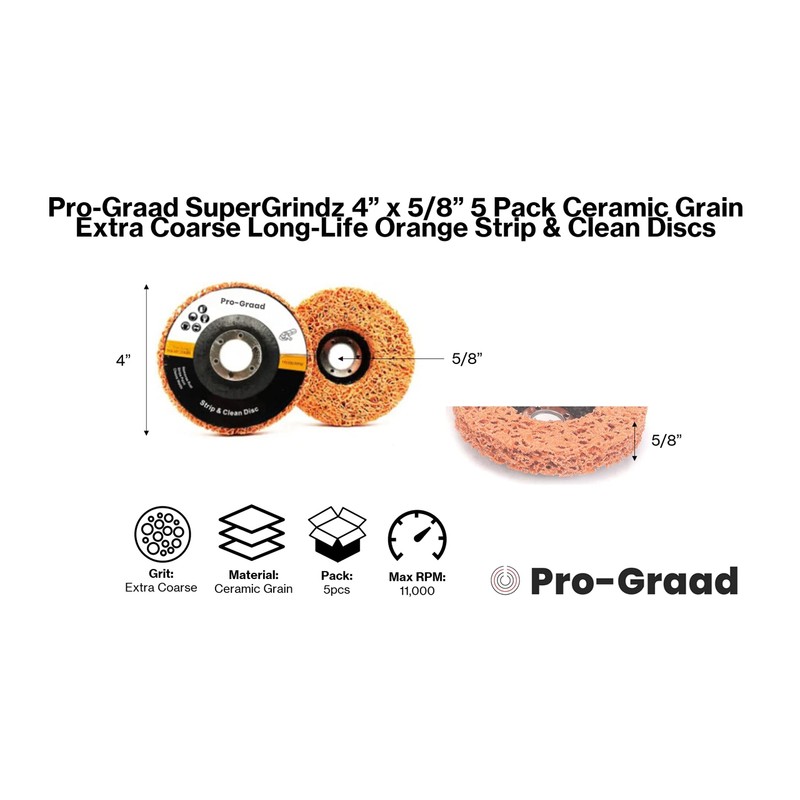 Pro-Graad SuperGrindz 5 Pack 4" x 5/8" Orange Ceramic Grain