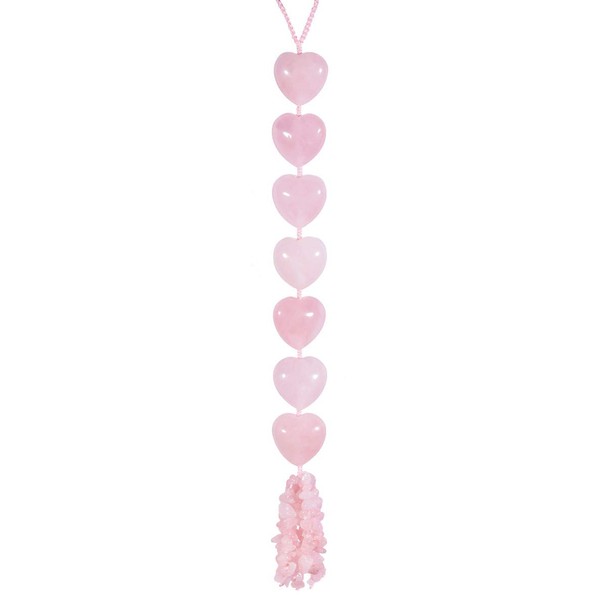 mookaitedecor Adorno colgante de cristal de cuarzo rosa, piedras curativas para decoración de coche y hogar, meditación de yoga Reiki, 12-12.6 pulgadas