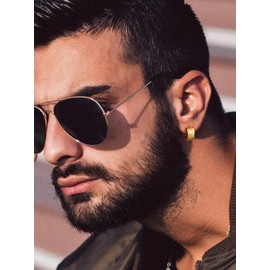 Bandmax Gold Huggie Earrings for Men Women Stylish Chunky Small Hoop Earrings Stainless Steel Hypoallergenic Piercing Ear Hoops