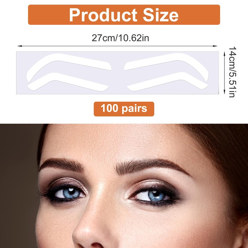 Guduling 100 Pairs Disposable Eyebrow Tape,Eyebrow Stencil Stickers Disposable,Adhesive Eyebrows