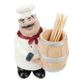 DOERDO DD Resin Chef Toothpick Holder, Toothpick Dispenser Chef Statue Statue for Kitchen Counter Restaurant Coffee Shop Decor, 4.3x3 Inch