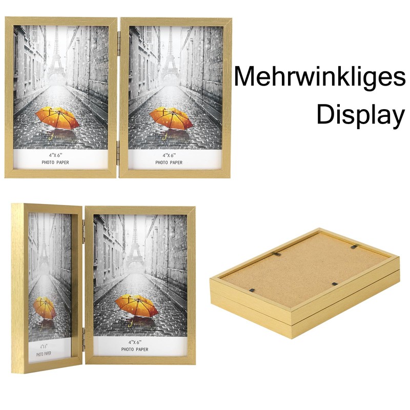 AVEAX Double 10x15 Photo Frame Folding Wooden Picture Frame with