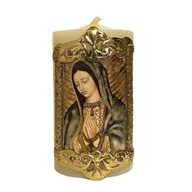 Our Lady of Guadalupe Cirio Paschal Candle Prayer Virgen Guadalupe Vela 3" x 1.75" Cirio Pascual