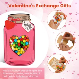 Giiffu 50 Pack Valentines Cards for Kids, Mason Jar Happy Valentines Day Cards, Funny Valentine Gifts for Classroom, Kids Valentines Day Cards for School Exchange Party Favors(Candy Not Included)