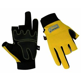 Three half Finger Framer Breathable Mechanic Builder Safety Work Carpenter Gloves (Yellow, Medium)