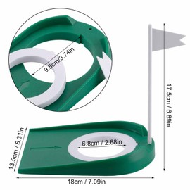 Golf Putting Mat Practice, Indoor Outdoor Golf Putting Cups and Flags Plastic Cup Practice with Adjustable Hole & White Flag