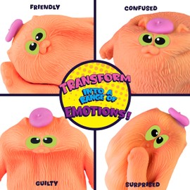 ORB Funkee Animalz Jumbo Cat with Hat (Orange) - Big 4.5 lb Stretchy Cat - Funny, Squishy, Squeeze for Stress Relief - Novelty Sensory and Fidget Collectible Funkee Animals Toys for Kids and Adults