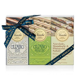 Venchi - Bundle of 6 White Chocolate with Salted Nuts and Cremino Bars, 22.57 oz - Gluten Free - Family Pack