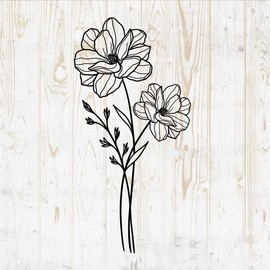Flower Bouquets Wall Decals - Flower Bouquets Wall Stickers - Minimalistic Minimalist Floral Botanical Silhouette - Car Window Tumbler Laptop Water Bottle Bedroom Room Home Kitchen Décor DWSV12768