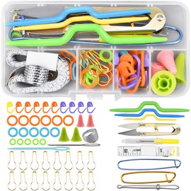 56-Piece Crochet Hooks Knitting Accessories Stitch Marker Knitting Set Crochet Rings Knitting Tool Accessories Knitting Needles DIY Crafts Tool Accessories Crochet Hook Knitting Tool with Scissors,