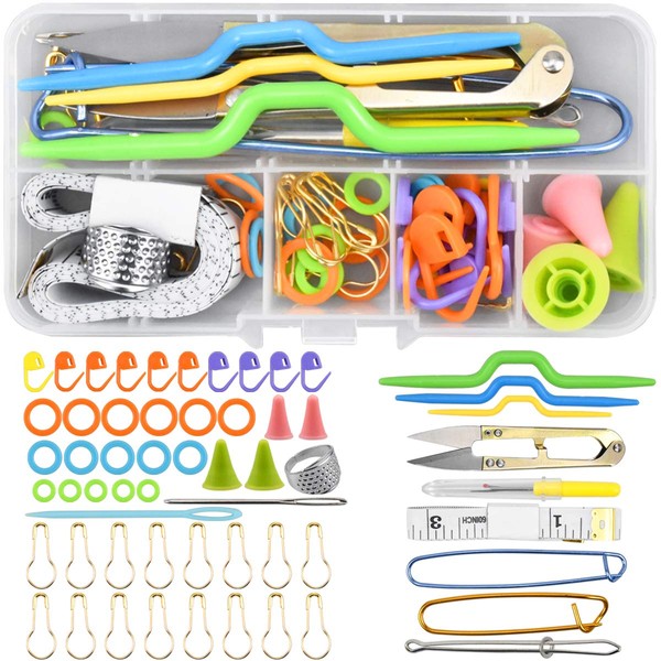 56-Piece Crochet Hooks Knitting Accessories Stitch Marker Knitting Set Crochet