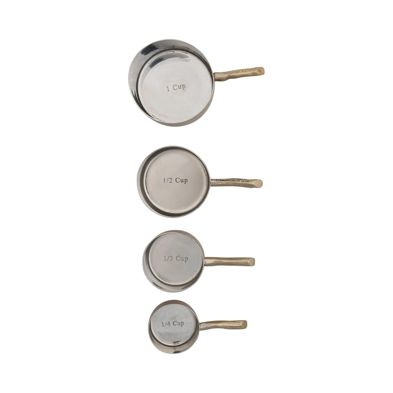 Creative Co-Op 4-Piece Stainless Steel Measuring Cups, Brass