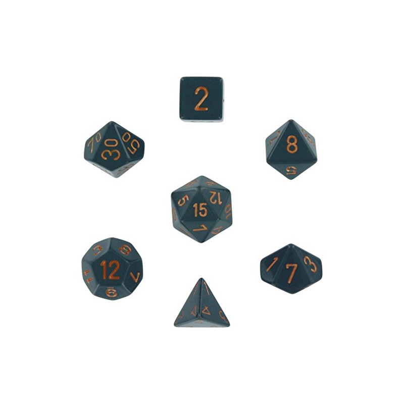 Chessex Polyhedral 7-Die Opaque Dice Set - Dark Gray Copper