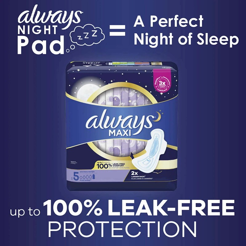 Always Maxi Pads with Wings, Size 5, Extra Heavy Overnight
