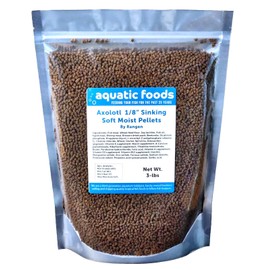 Axolotl Food, 1/8" Soft Moist Sinking Pellets, Rangen's Salmon Sinking Pellets for Small Axolotl. Also Shrimp, Snails, Crabs, Crayfish, Plecos, Catfish, All Tropical Fish...3-lb Bag