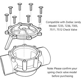 Pool 7056 Check Valve Cover with Flapper Assembly for Jandy Spring Check Valve Models 7235 7236 7305 7511 7512 (Include 7451 Flapper, 7302 Spring, 7304 Pin, 7236 Cover, 1132 O-Ring)