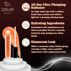 DISURI Beauty Ultra Plumping Girls Lip Gloss - Best Lip Plump Gloss with Non-Sticky Formula - Get Ultra Shine with Plump Lip gloss - 1.3 FL Oz Lip Gloss for Girls & Women - (Passion Fruit Pop 05)