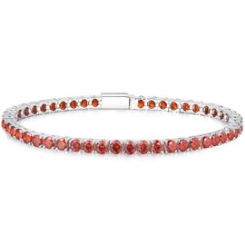 LOVANS Bracelet for Womens, Silver Plated Tennis Bracelet With Sparkle Cubic Zirconia, Fashion Jewelry Birthday Anniversary Present for Mum, Lady (6.5 Inch-3 MM Red Zirconia)