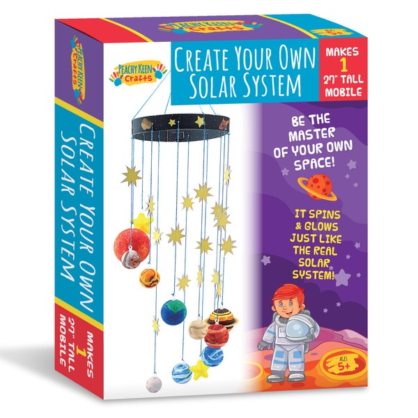 Peachy Keen Crafts DIY Make Your Own Solar System Mobile Kit - Complete Planet Model Set for Kids