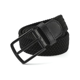Ymmchy Men's Elastic Fabric Belt, Braided Stretch Belt, Stretchy Belt, Braided Belt, Width 3.5 cm, black
