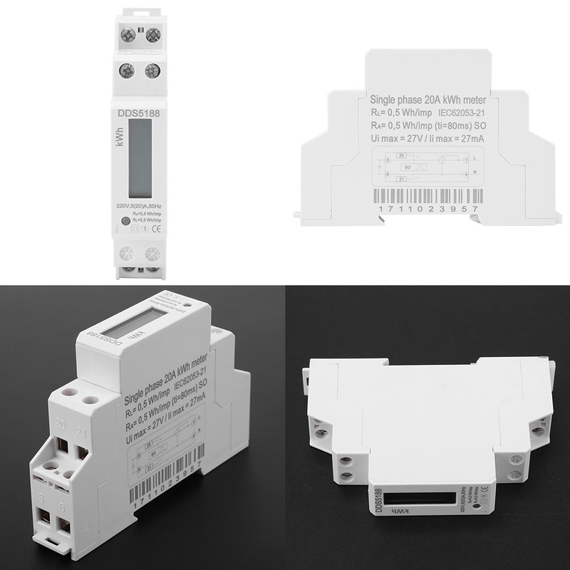Digital LCD Single Phase Din Rail 5-20A Electronic Energy KWh