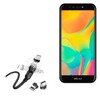 BoxWave Cable Compatible with BLU Studio View XL - MagnetoSnap AllCharge Cable, Magnet Charging Cable USB Type-C Micro USB - Jet Black