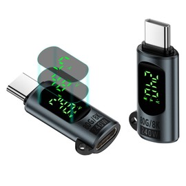 80Gbps USB C Adapter, 240W Type C Male to Female Extender Converter Thunderbolt 4/3 Extension Support 48V/5A 8K@60Hz OTG Data Transfer Charger with LED Digital Display 2 Pack (Grey)