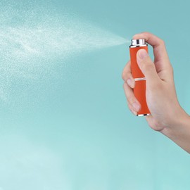 owlyee 8ML Perfume Atomizer, Empty Leather Cologne Spray Bottle, Mini Perfume Sprayer Dispenser for Travel (1PCS, Orange)