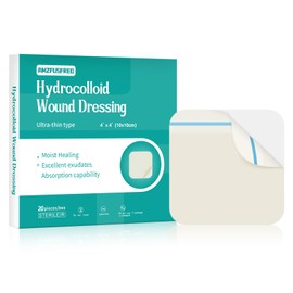 Hydrocolloid Dressing Bandages 4x4 Inch 20 Pack Waterproof Wound Care Pads Hydrocolloid Patch Bandage Adhesive Gel Cushioning Promotes Faster Healing