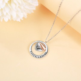 YAFEINI Cheerleader Gifts for Women Sterling Silver Cheerleading Cheer Necklace Cheerleader Pendant Jewelry for Women