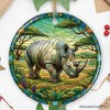 Rhinoceros Realm Expedition Stained Glass Style Ceramic Ornament, African Animals